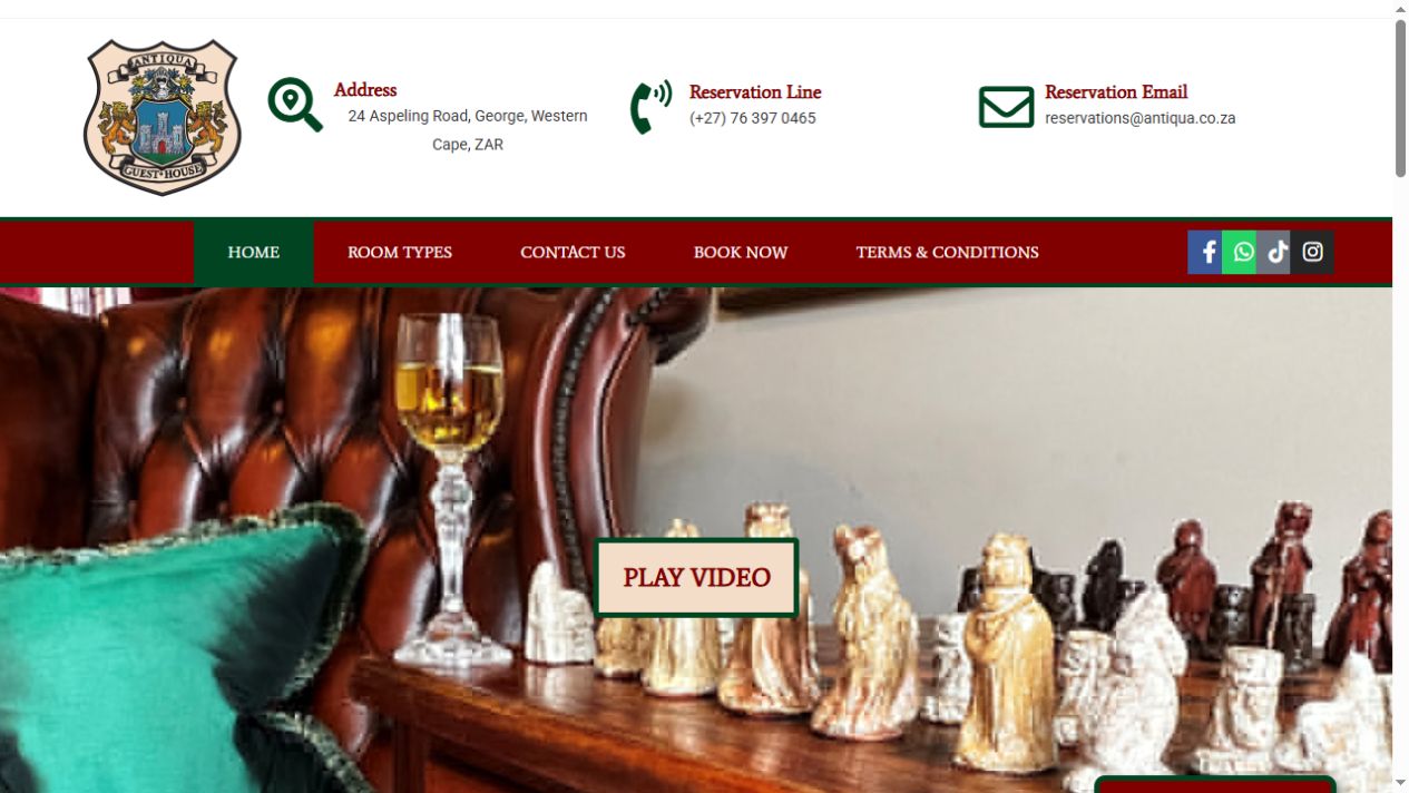 Antiqua Guest House website screenshot