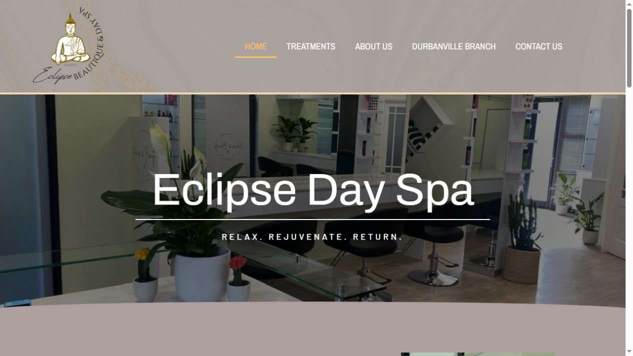 Eclipse Day Spa website screenshot