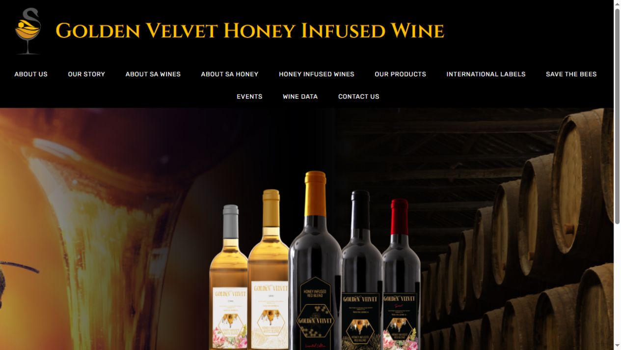 Golden Velvet Honey Wine website screenshot