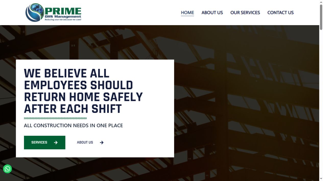 Prime OHS website screenshot